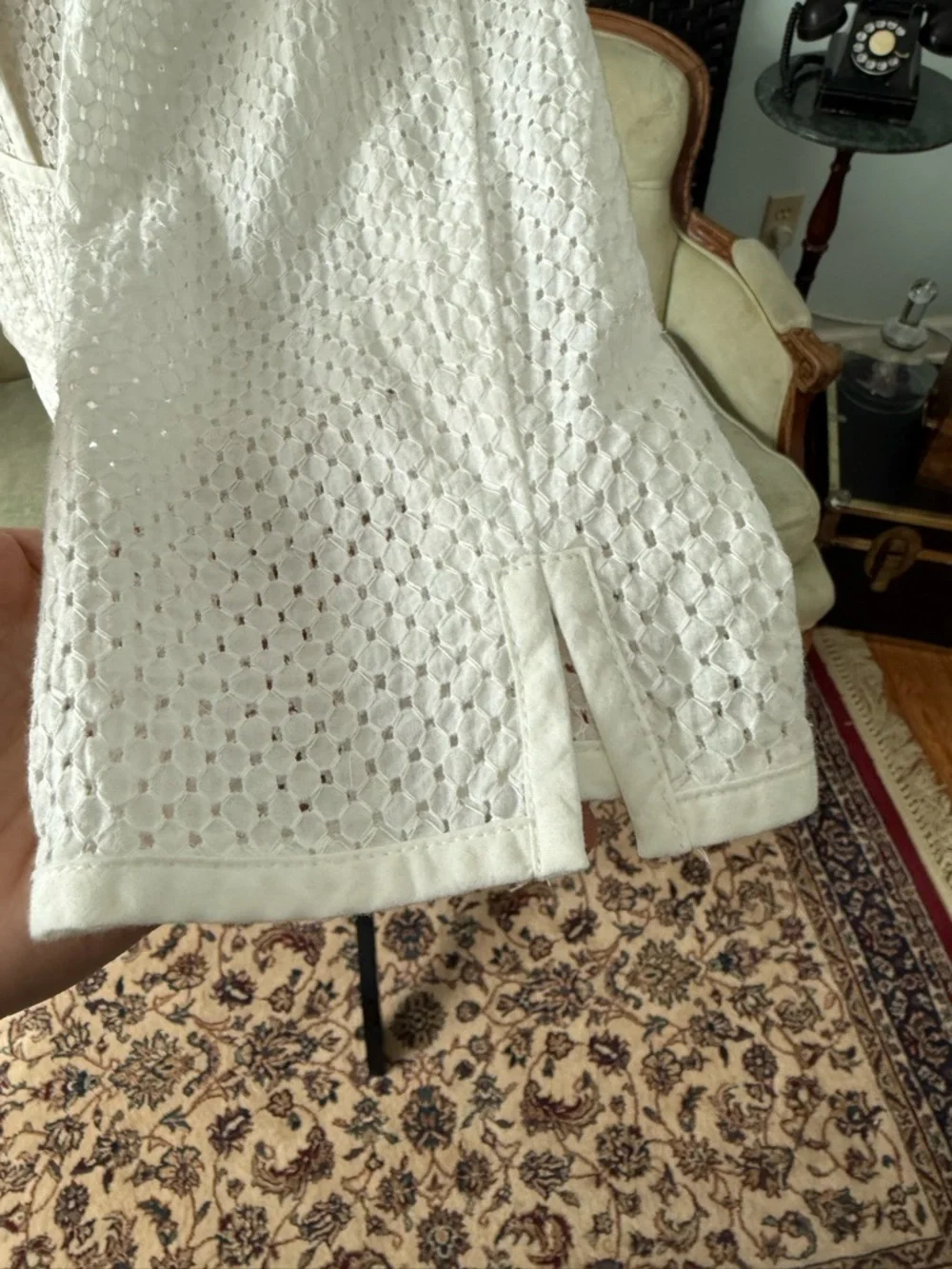 🤍 Vintage Nine West Ivory Eyelet 2PC Set Blazer & Skirt Cottage Chic - Picture 6 of 15